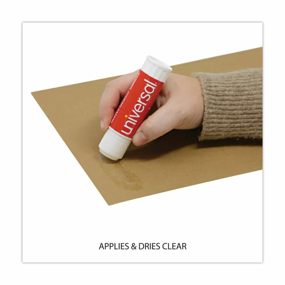 Universal Glue Stick, 1.3 oz, Applies and Dries Clear, 12/Pack