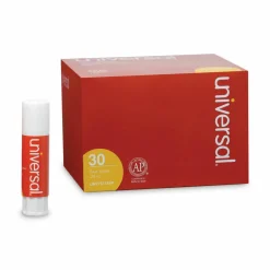 Universal Glue Stick Value Pack, 0.28 oz, Applies and Dries Clear, 30/Pack
