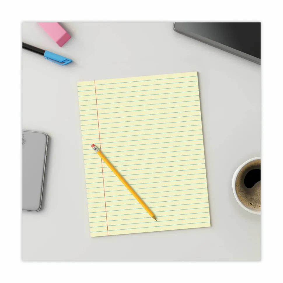 Universal Glue Top Pads, Wide/Legal Rule, (50) Canary Yellow 8.5 x 11 Sheets, Dozen