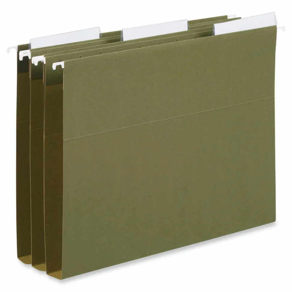 Universal Hanging File Folder Plastic Index Tabs, 1/3-Cut, Clear, 3.7" Wide, 25/Pack