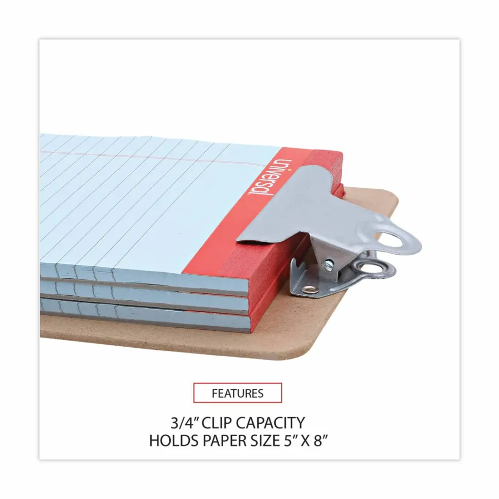 Universal Hardboard Clipboard, 0.75" Clip Capacity, Holds 5 x 8 Sheets, Brown