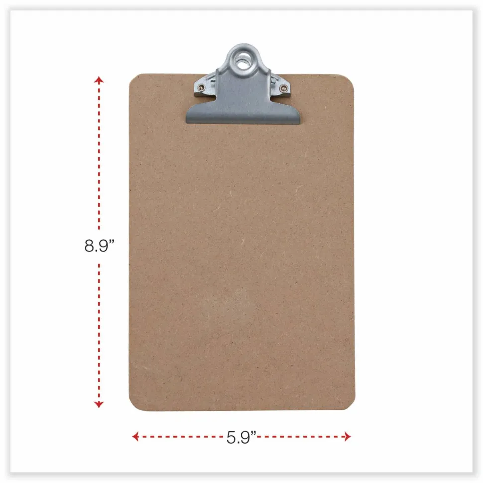Universal Hardboard Clipboard, 0.75" Clip Capacity, Holds 5 x 8 Sheets, Brown