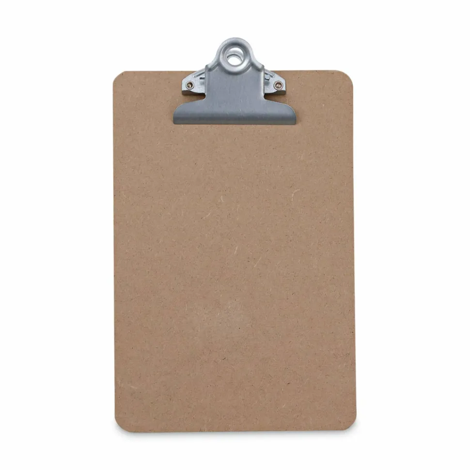 Universal Hardboard Clipboard, 0.75" Clip Capacity, Holds 5 x 8 Sheets, Brown