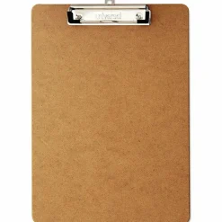 Universal Hardboard Clipboard with Low-Profile Clip, 0.5" Clip Capacity, Holds 8.5 x 11 Sheets, Brown, 6/Pack