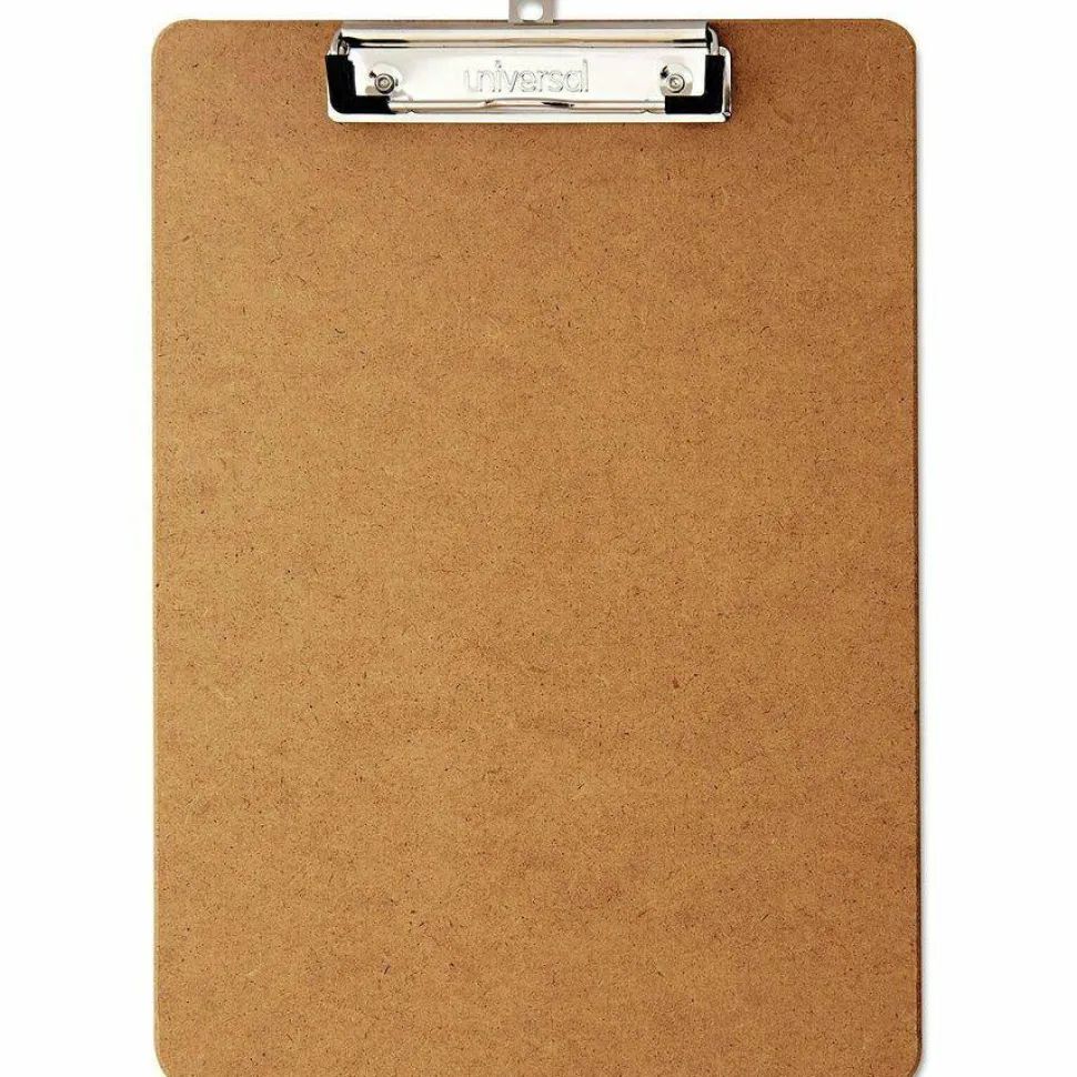 Universal Hardboard Clipboard with Low-Profile Clip, 0.5" Clip Capacity, Holds 8.5 x 11 Sheets, Brown, 6/Pack