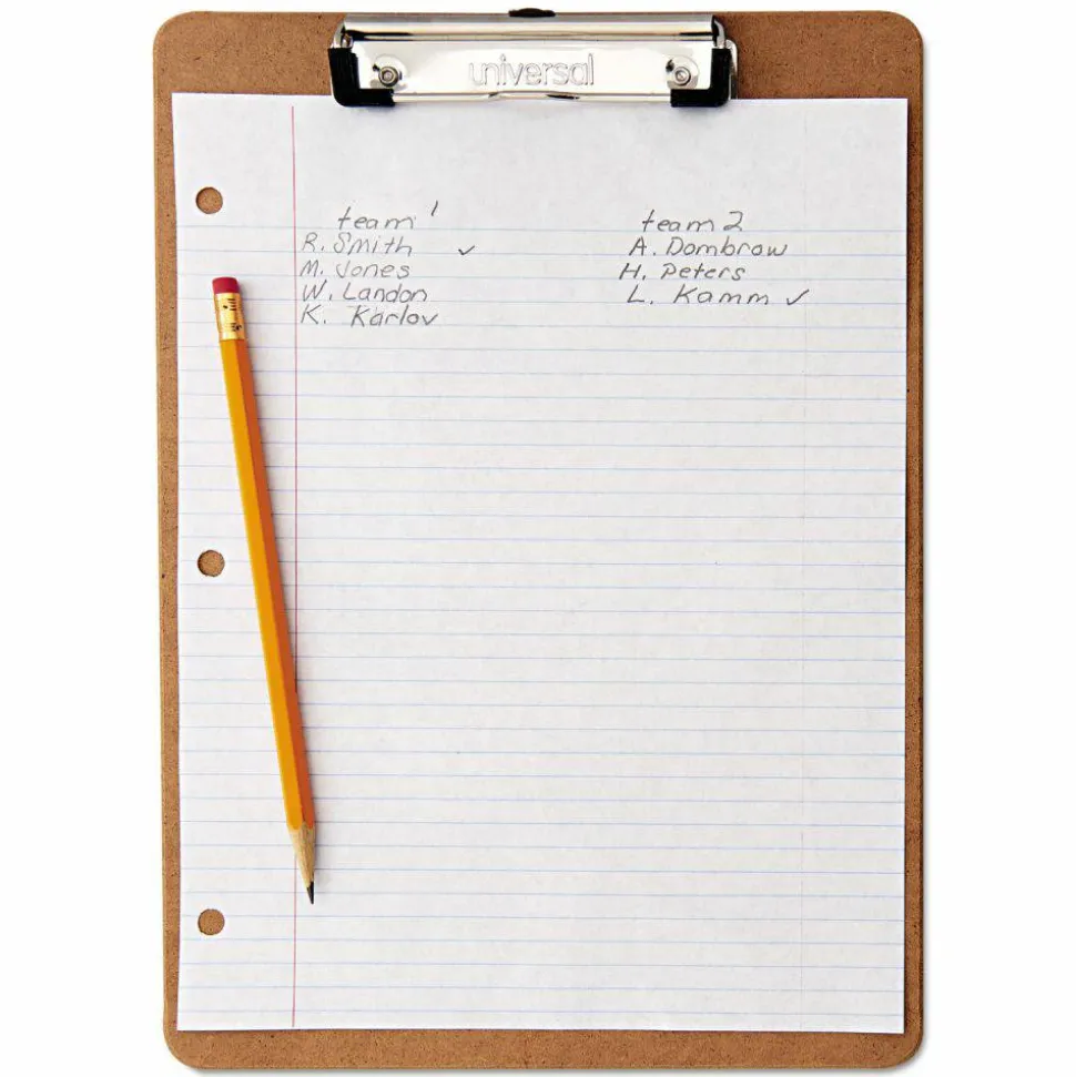 Universal Hardboard Clipboard with Low-Profile Clip, 0.5" Clip Capacity, Holds 8.5 x 11 Sheets, Brown, 6/Pack