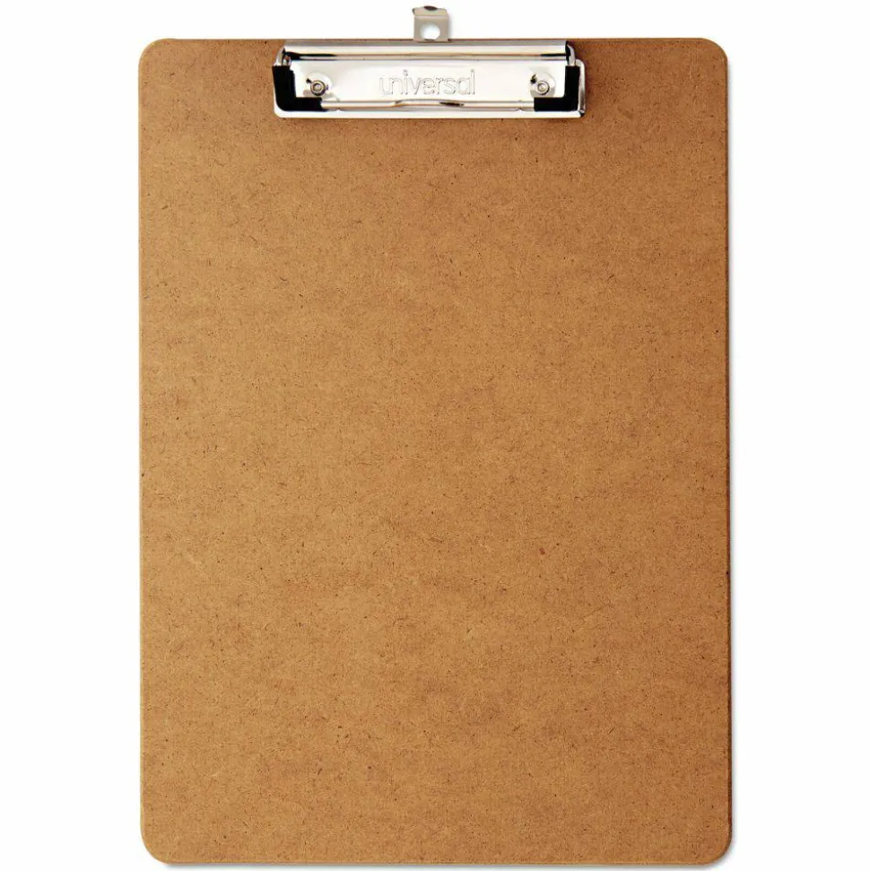 Universal Hardboard Clipboard with Low-Profile Clip, 0.5" Clip Capacity, Holds 8.5 x 11 Sheets, Brown, 6/Pack