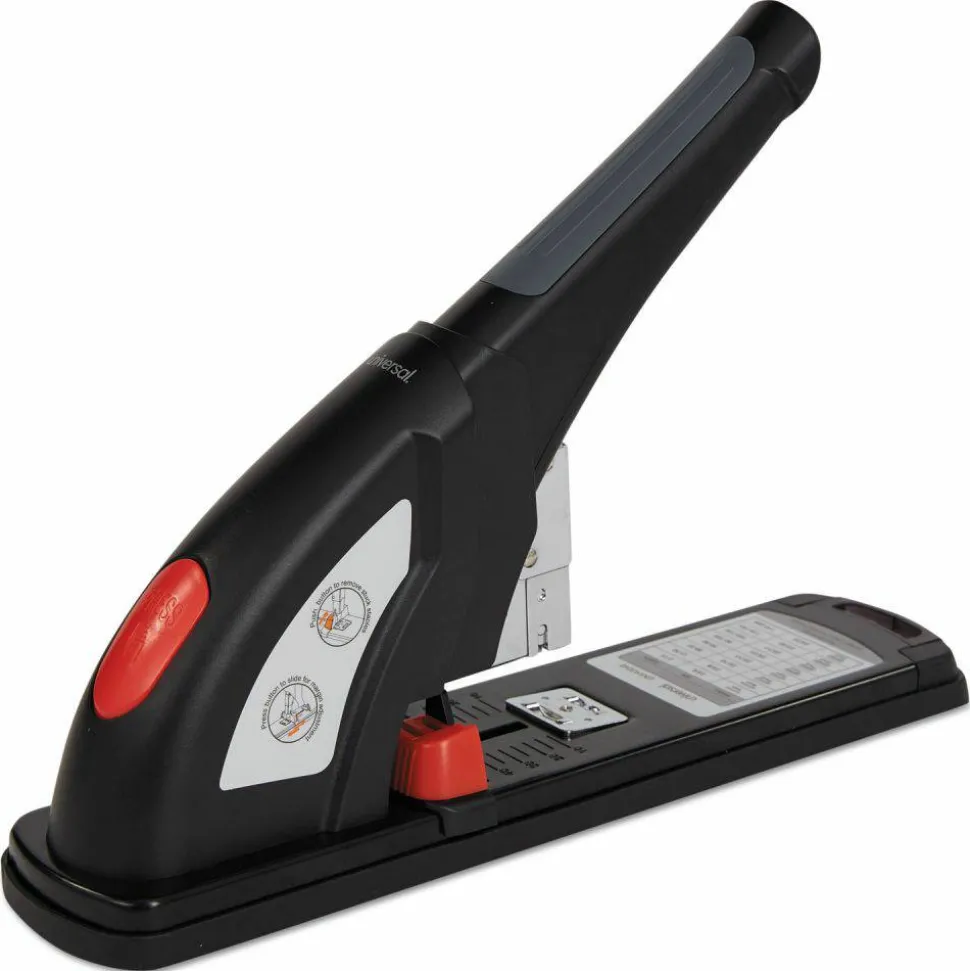 Universal Heavy-Duty Stapler, 200-Sheet Capacity, Black/Graphite/Red