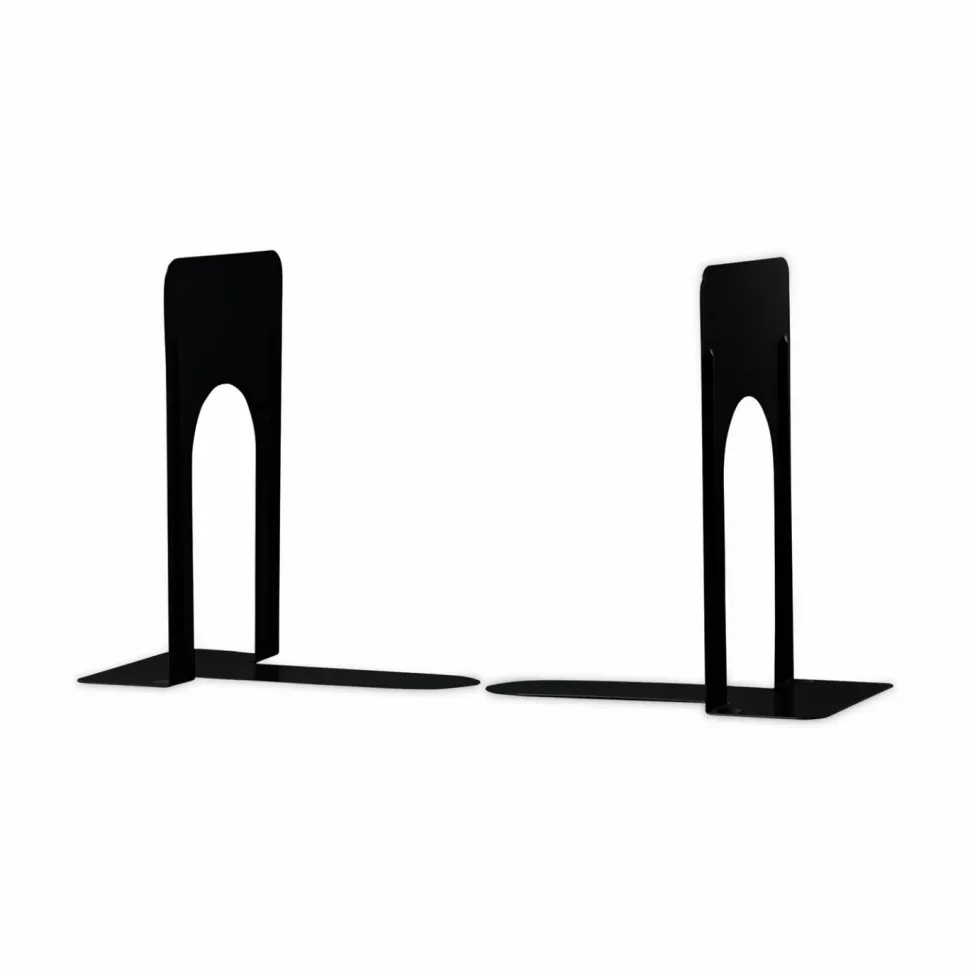 Universal Jumbo Deluxe Economy Bookends, Nonskid Base, 5.88 x 8.25 x 9, Heavy Gauge Steel, Black, Pair