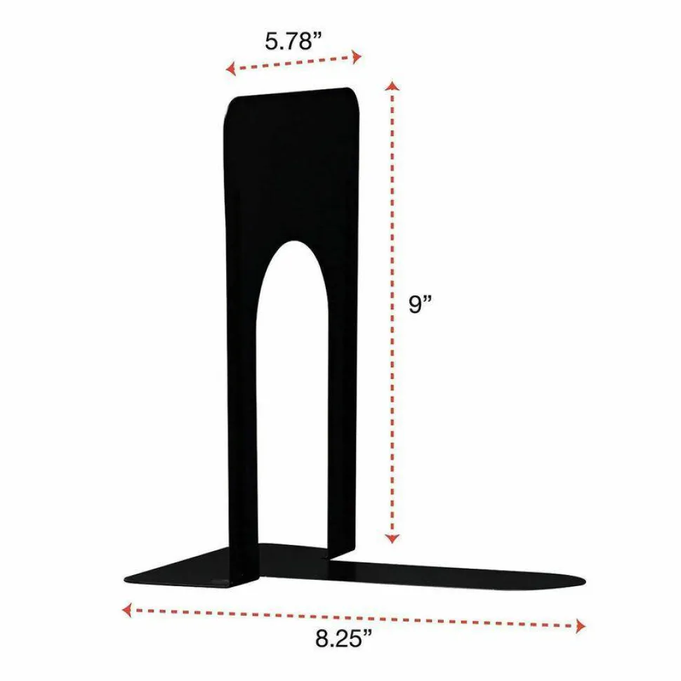 Universal Jumbo Economy Bookends, Standard, 5.88 x 8.25 x 9, Heavy Gauge Steel, Black, Pair