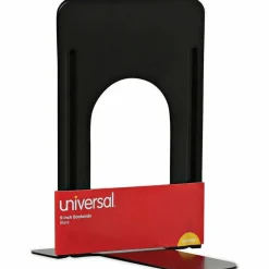 Universal Jumbo Economy Bookends, Standard, 5.88 x 8.25 x 9, Heavy Gauge Steel, Black, Pair