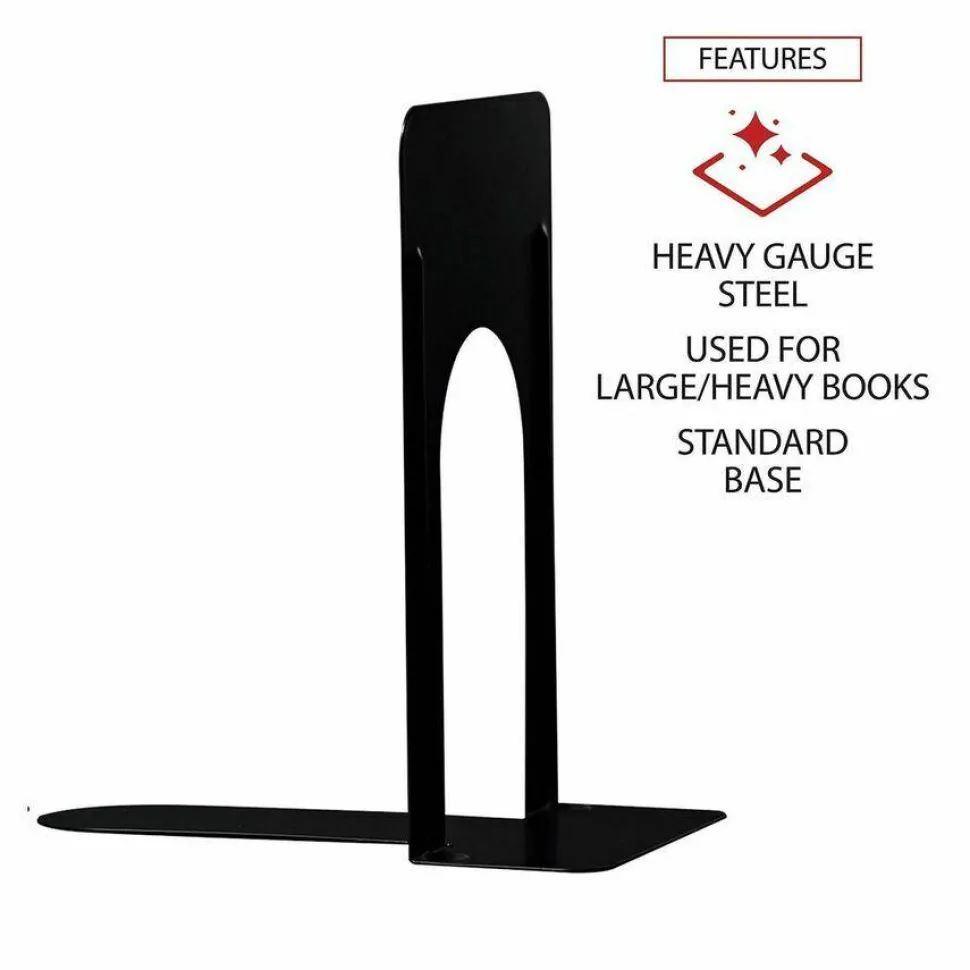 Universal Jumbo Economy Bookends, Standard, 5.88 x 8.25 x 9, Heavy Gauge Steel, Black, Pair