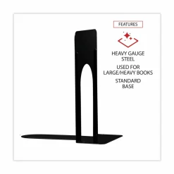 Universal Jumbo Economy Bookends, Standard, 5.88 x 8.25 x 9, Heavy Gauge Steel, Black, Pair