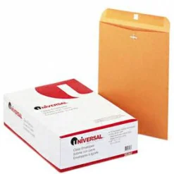 Universal Kraft Clasp Envelope, 28 lb Bond Weight Kraft, #97, Square Flap, Clasp/Gummed Closure, 10 x 13, Brown Kraft, 100/Box