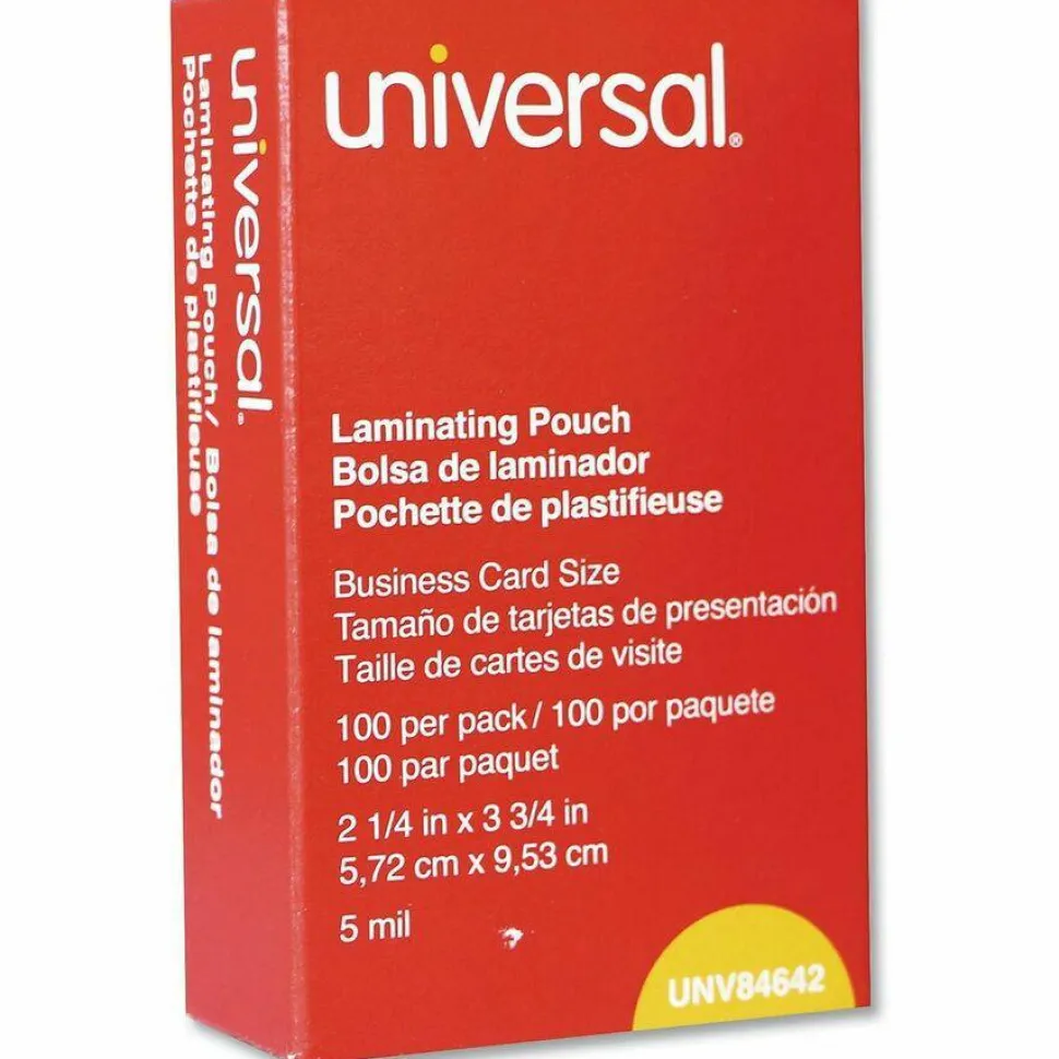 Universal Laminating Pouches, 5 mil, 3.75" x 2.25", Gloss Clear, 100/Box