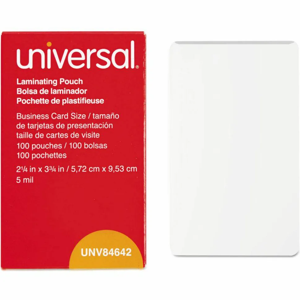 Universal Laminating Pouches, 5 mil, 3.75" x 2.25", Gloss Clear, 100/Box
