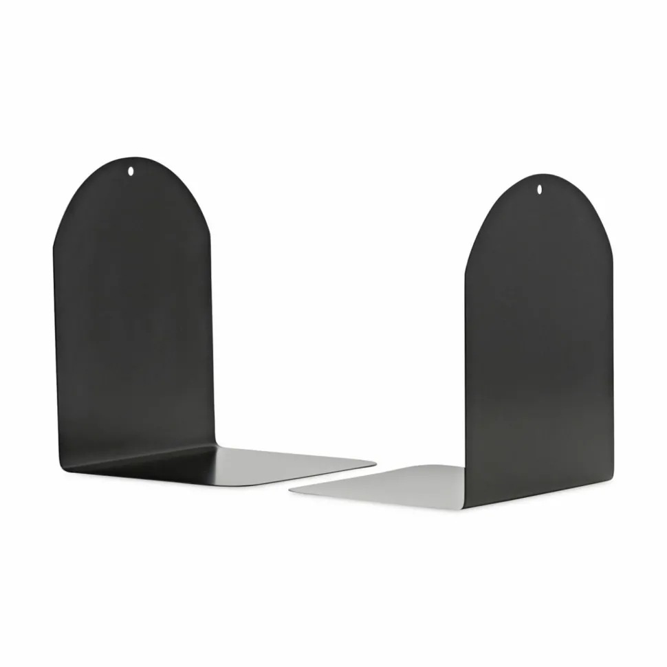 Universal Magnetic Bookends, Magnetic Base, 6 x 5 x 7, Metal, Black, Pair
