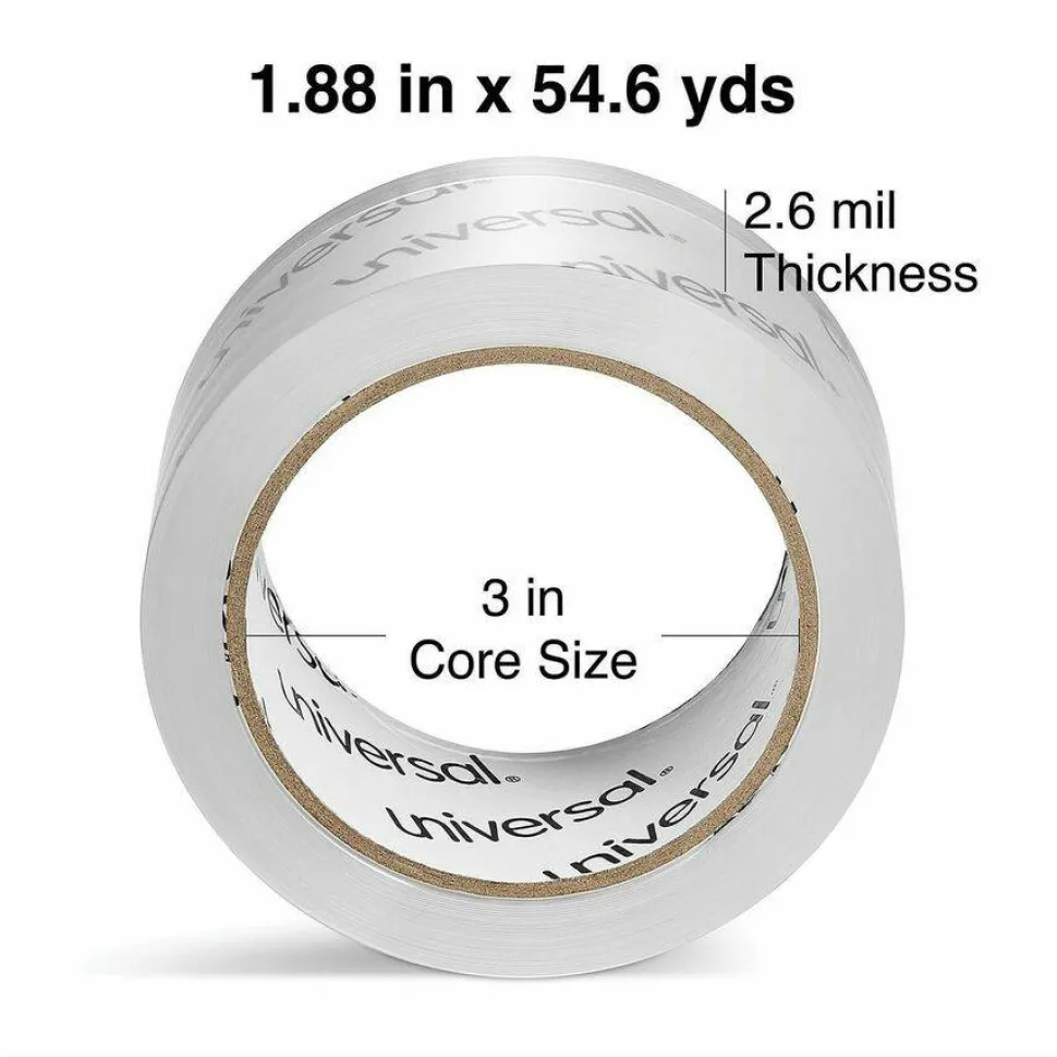 Universal Moving and Storage Packing Tape, 3" Core, 1.88" x 54.6 yd, Clear, 6/Pack