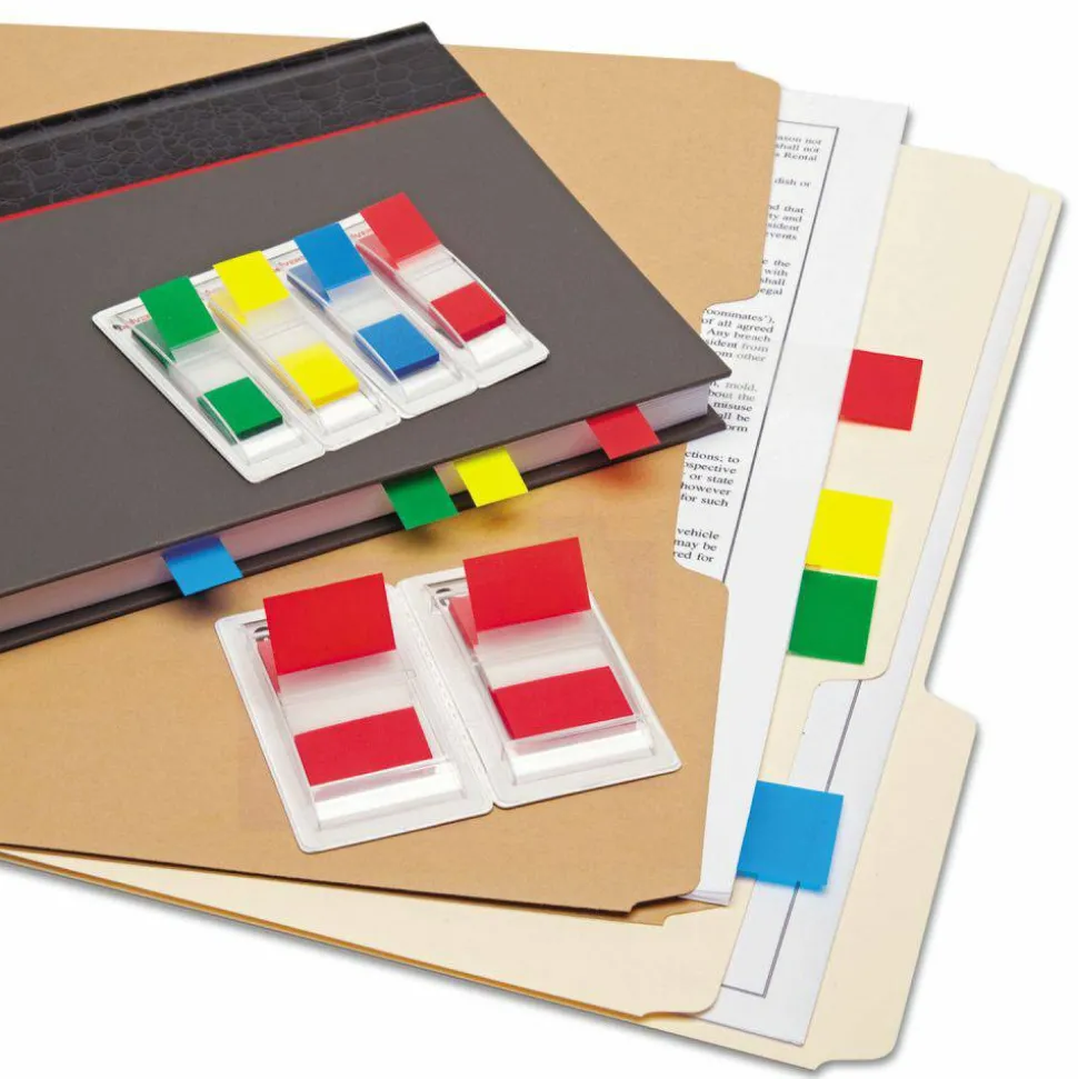 Universal Page Flags, Assorted Colors, 35 Flags/Dispenser, 4 Dispensers/Pack