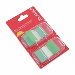 Universal Page Flags, Green, 50 Flags/Dispenser, 2 Dispensers/Pack