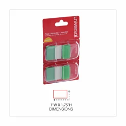 Universal Page Flags, Green, 50 Flags/Dispenser, 2 Dispensers/Pack