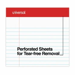 Universal Perforated Ruled Writing Pads, Red Headband, Wide/Legal Rule, (50) White 8.5 x 11 Sheets, Dozen