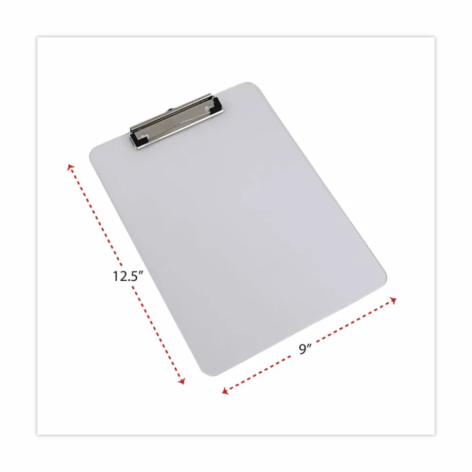 Universal Plastic Clipboard with Low Profile Clip, 0.5" Clip Capacity, Holds 8.5 x 11 Sheets, Clear