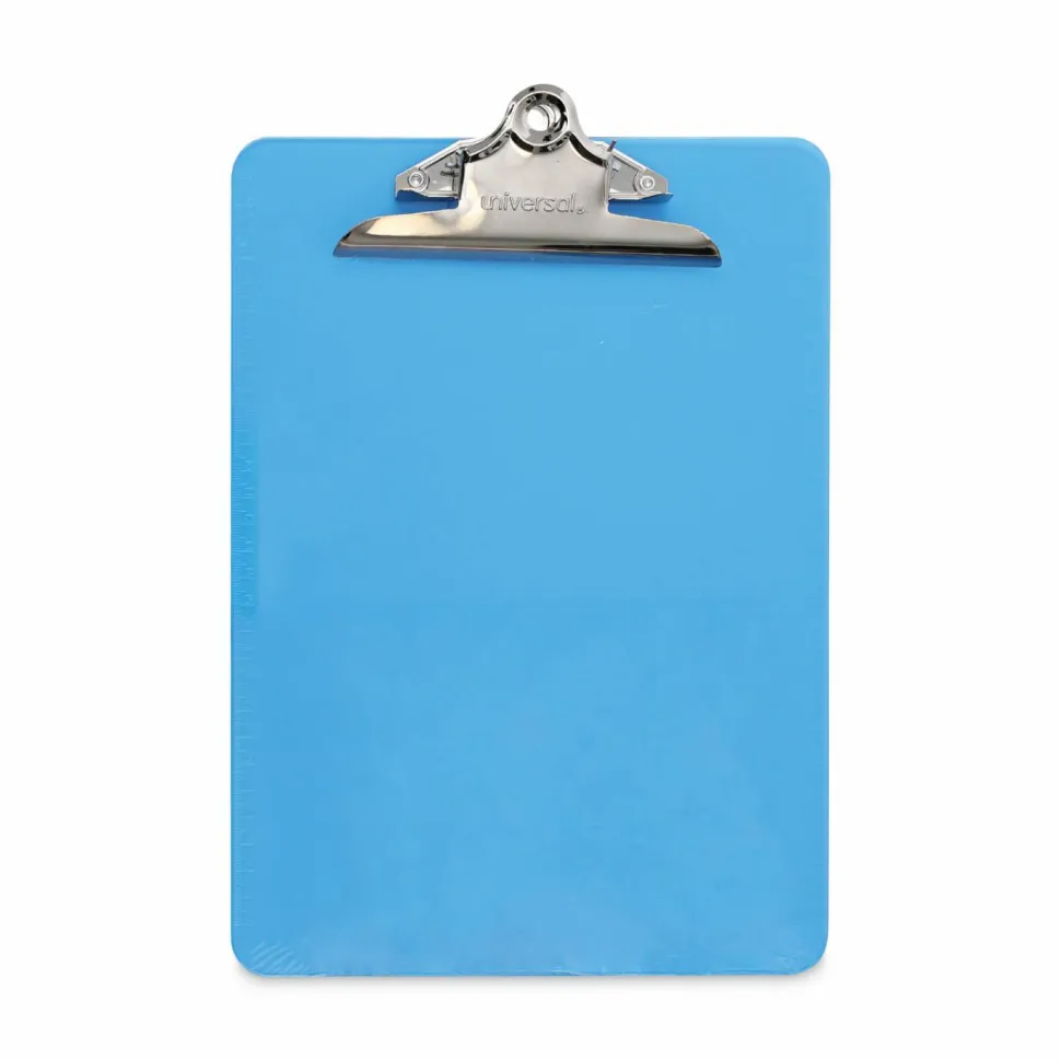 Universal Plastic Clipboard with High Capacity Clip, 1.25" Clip Capacity, Holds 8.5 x 11 Sheets, Translucent Blue