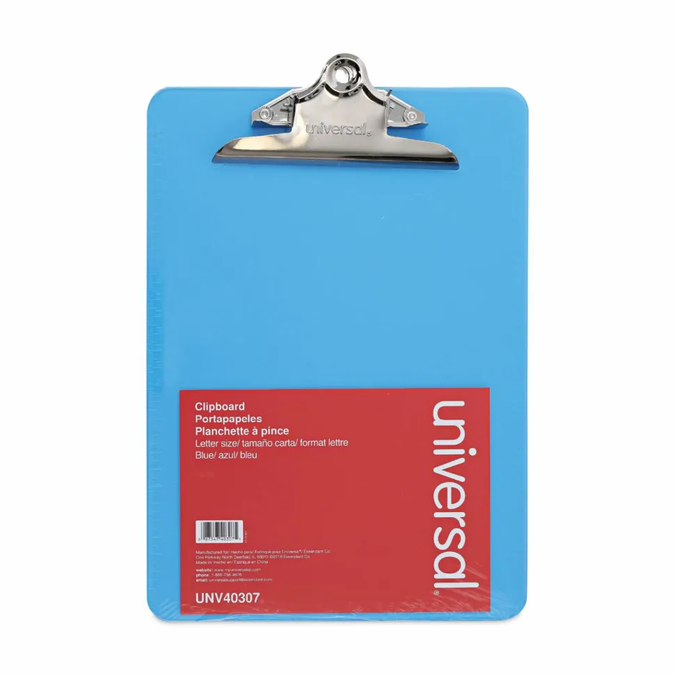 Universal Plastic Clipboard with High Capacity Clip, 1.25" Clip Capacity, Holds 8.5 x 11 Sheets, Translucent Blue