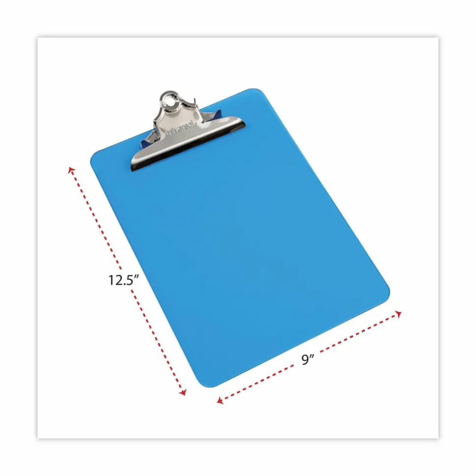 Universal Plastic Clipboard with High Capacity Clip, 1.25" Clip Capacity, Holds 8.5 x 11 Sheets, Translucent Blue