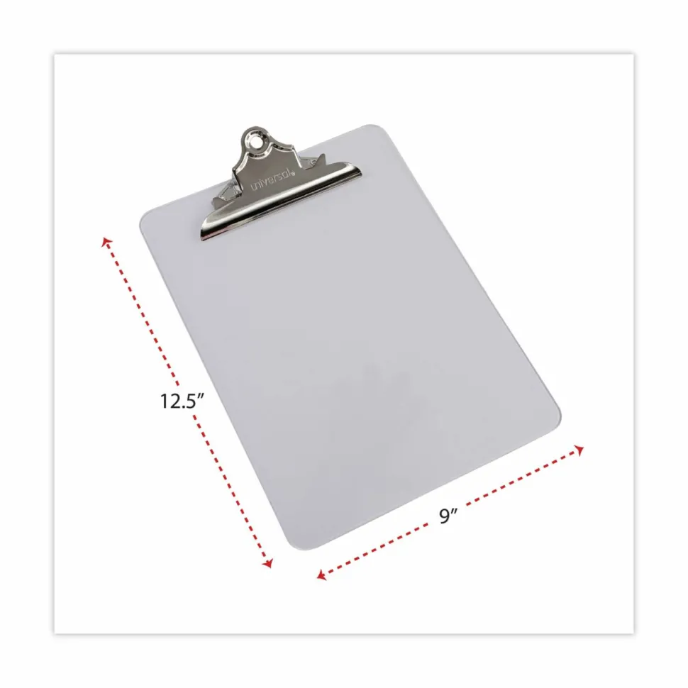 Universal Plastic Clipboard with High Capacity Clip, 1.25" Clip Capacity, Holds 8.5 x 11 Sheets, Clear