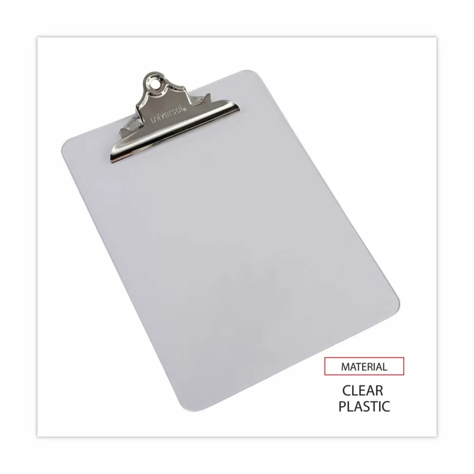 Universal Plastic Clipboard with High Capacity Clip, 1.25" Clip Capacity, Holds 8.5 x 11 Sheets, Clear