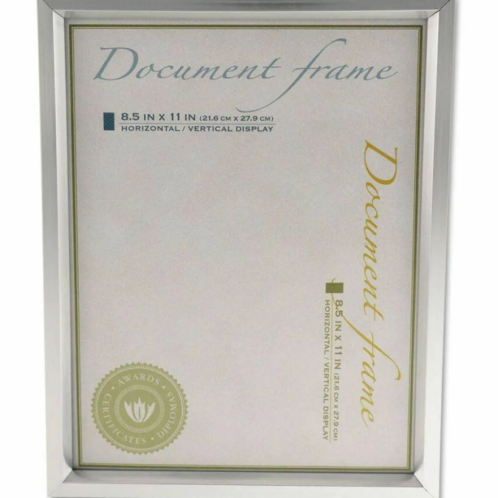 Universal Plastic Document Frame, for 8.5 x 11, Easel Back, Metallic Silver