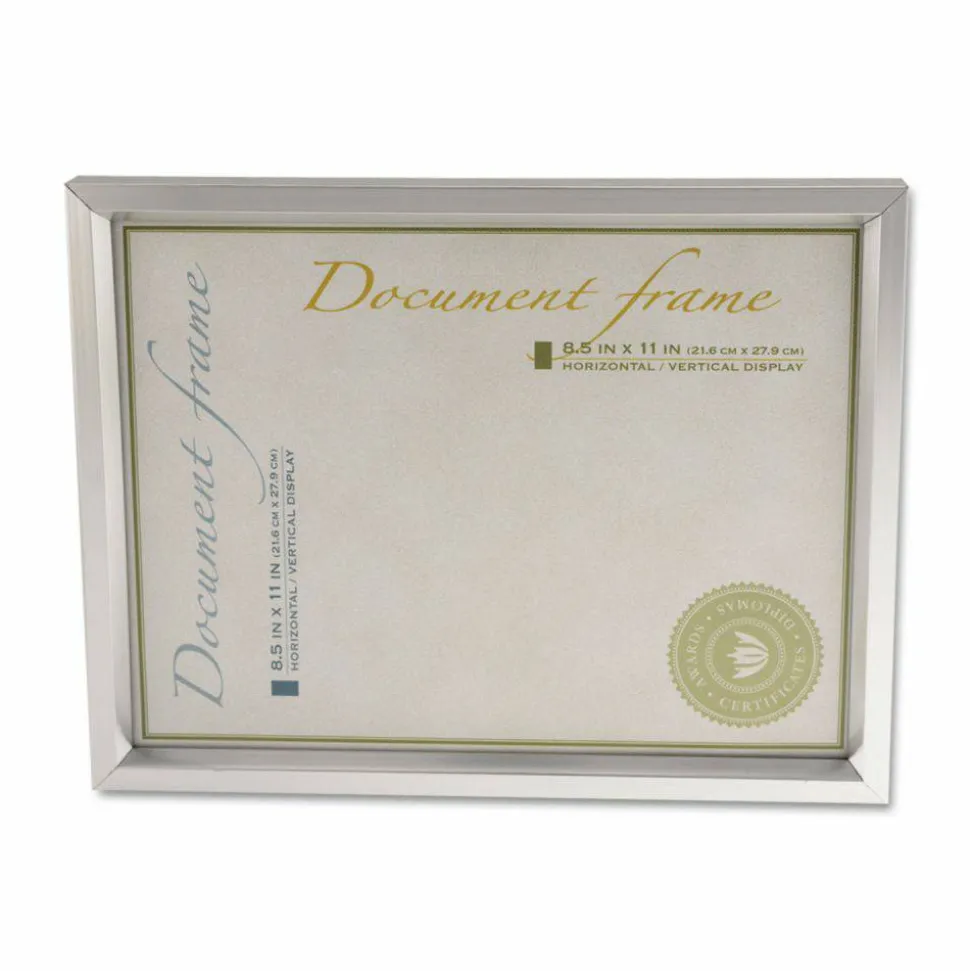 Universal Plastic Document Frame, for 8.5 x 11, Easel Back, Metallic Silver