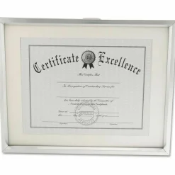 Universal Plastic Document Frame with Mat, 11 x 14 and 8.5 x 11 Inserts, Metallic Silver