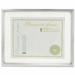 Universal Plastic Document Frame with Mat, 11 x 14 and 8.5 x 11 Inserts, Metallic Silver