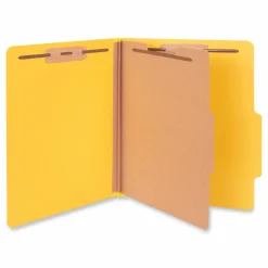 Universal Pressboard Classification Folders, 2/5-Cut Tab, Expands 2", 1 Divider, 4 Fasteners, Letter Size, Yellow, 10/Box