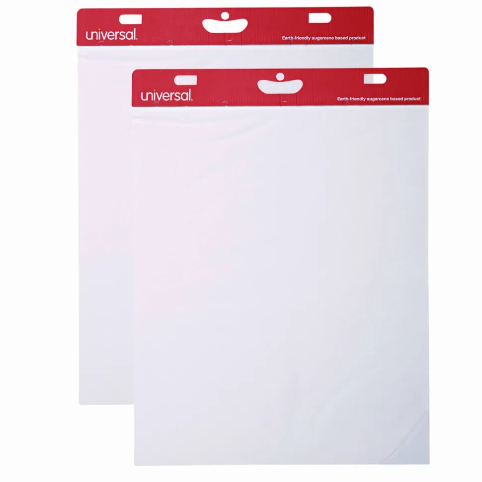 Universal Renewable Resource Sugarcane Based Easel Pads, Unruled, (50) White 27 x 34 Sheets, 2/Carton