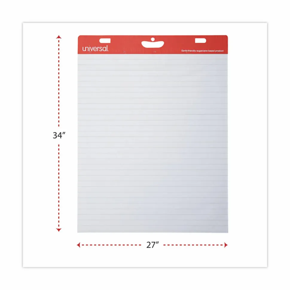 Universal Renewable Resource Sugarcane Based Easel Pads, Presentation Format (1" Rule), (50) White 27 x 34 Sheets, 2/Carton