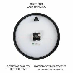 Universal Round Wall Clock, 12 5/8", Black