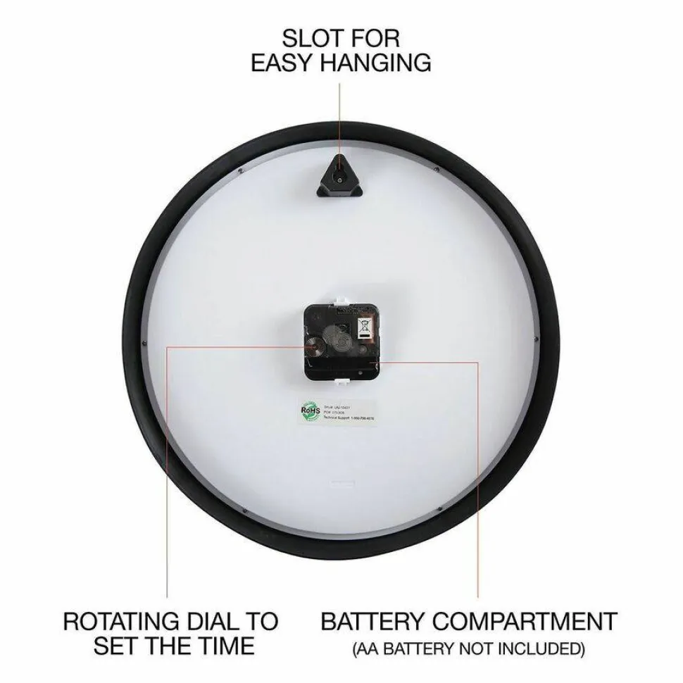 Universal Round Wall Clock, 12 5/8", Black