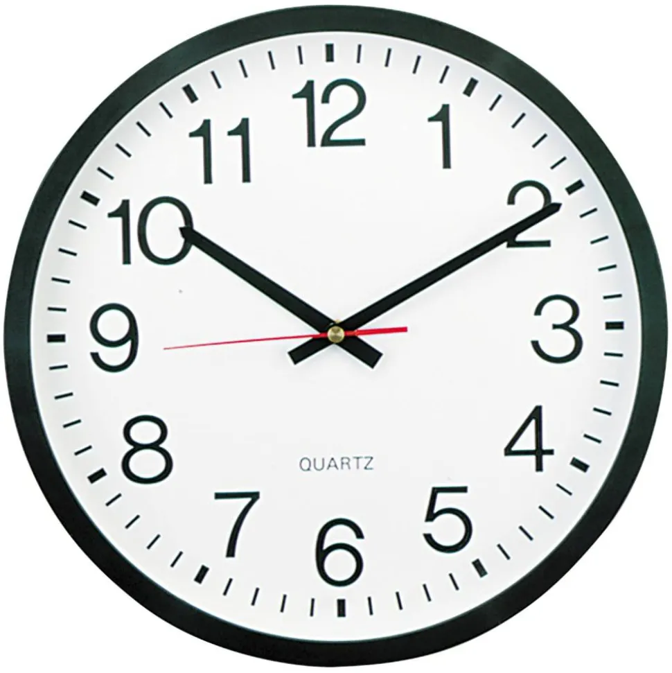 Universal Round Wall Clock, 12 5/8", Black