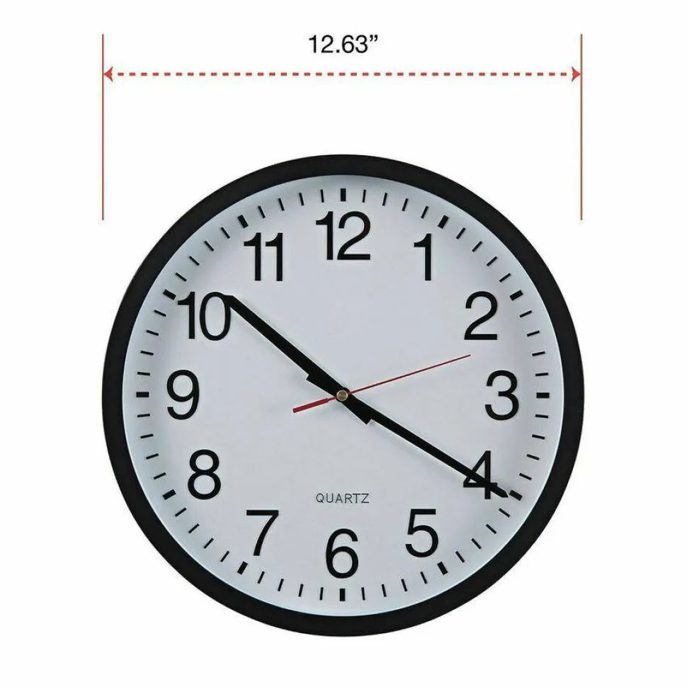 Universal Round Wall Clock, 12 5/8", Black