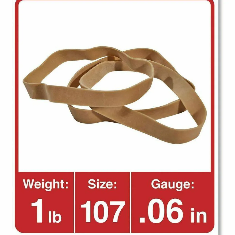 Universal Rubber Bands, Size 107, 0.06" Gauge, Beige, 1 lb Box, 40/Pack