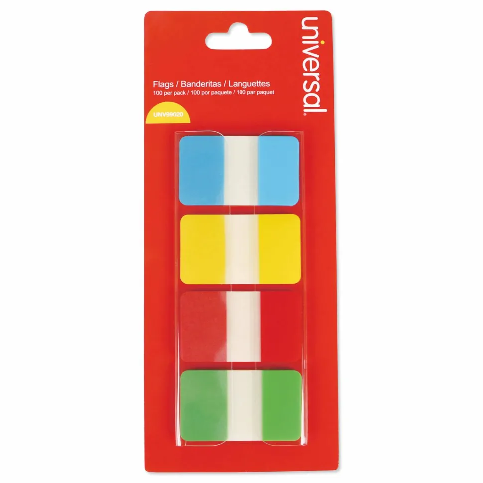 Universal Self Stick Index Tab, 1", Assorted Colors, 100/Pack