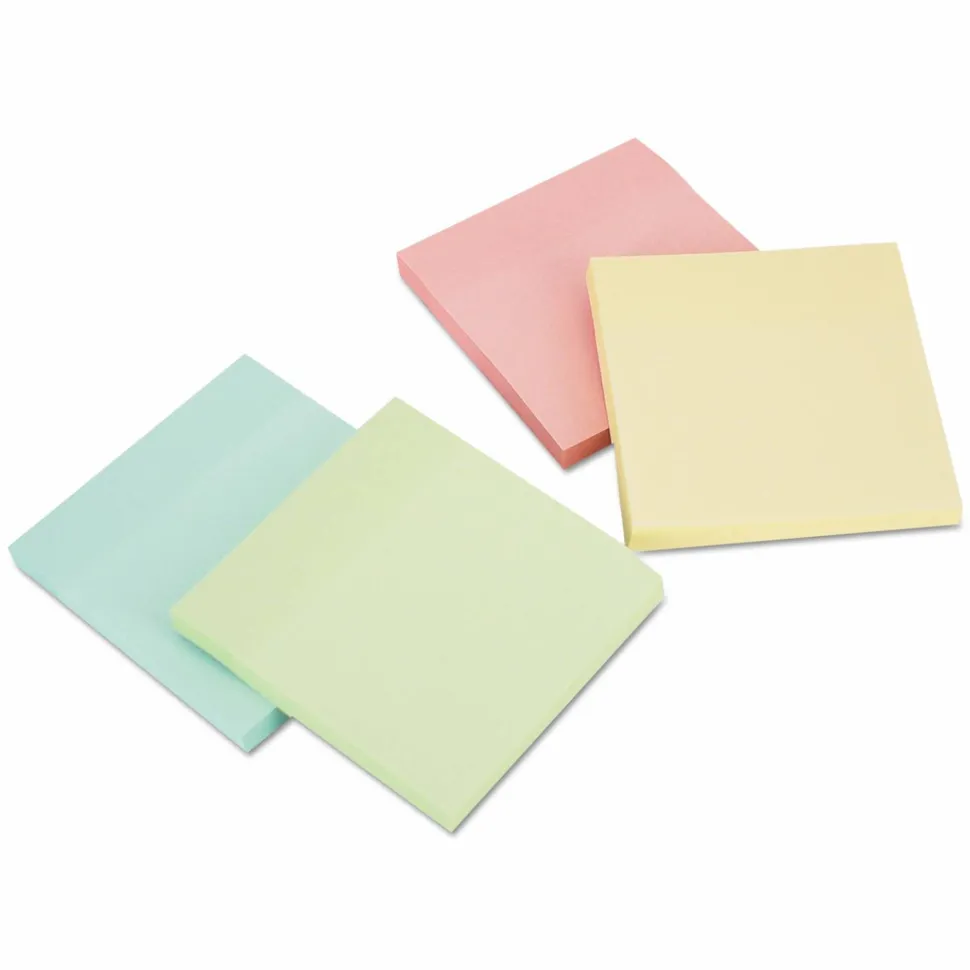 Universal Self-Stick Note Pads, 3" x 3", Assorted Pastel Colors, 100 Sheets/Pad, 12 Pads/Pack