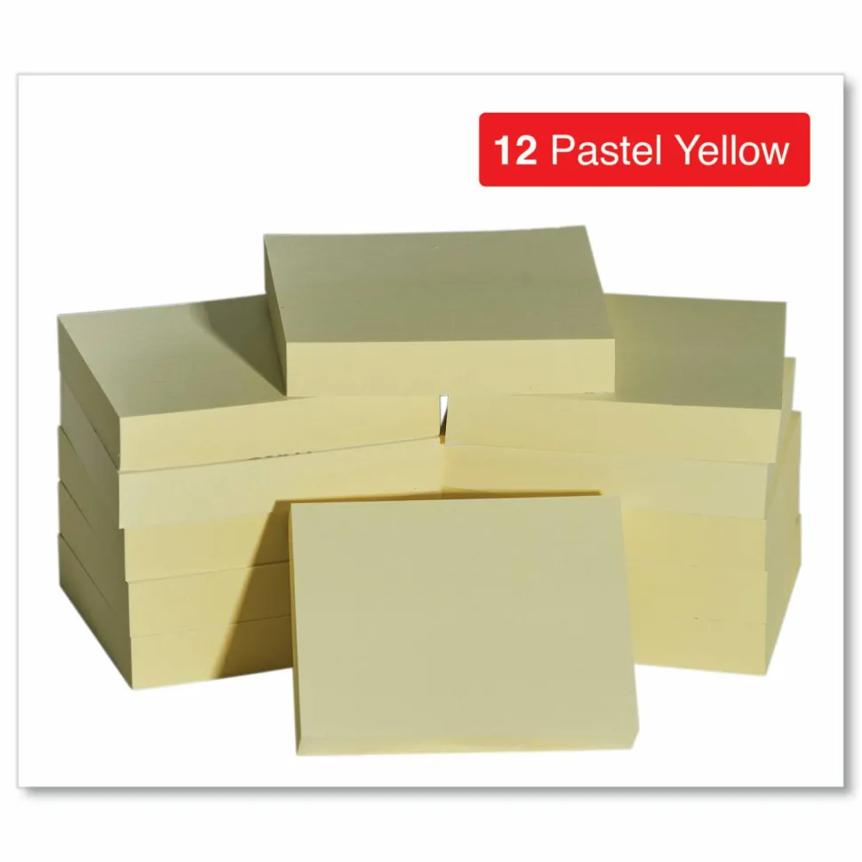 Universal Self-Stick Note Pads, 1.5" x 2", Yellow, 100 Sheets/Pad, 12 Pads/Pack