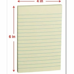 Universal Self-Stick Note Pads, Note Ruled, 4