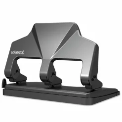 Universal 30-Sheet Three-Hole Power Assist Punch, 7 mm Holes, Black