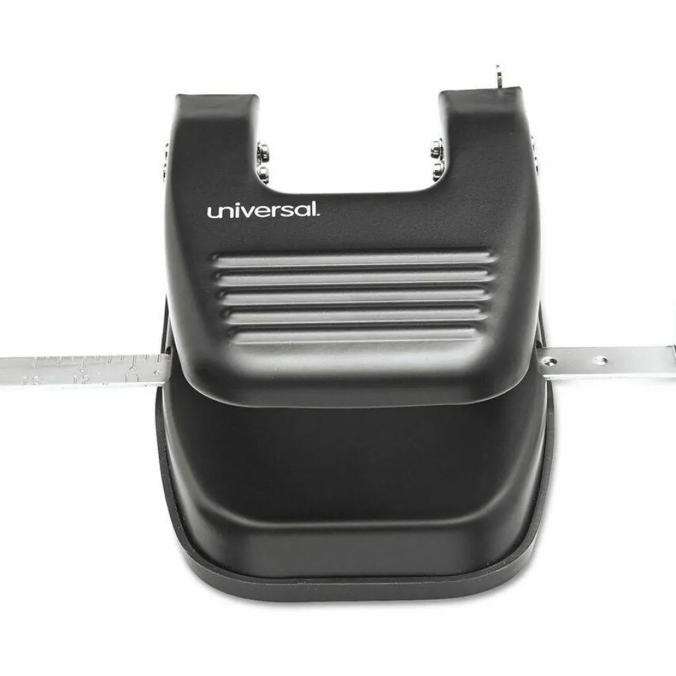 Universal 30-Sheet Two-Hole Punch, 9/32" Holes, Black